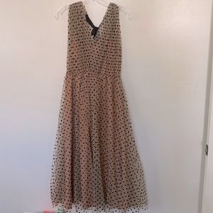 PARTY DRESS: Tan with black polka dot boutique party dress